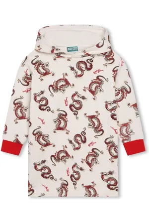 Kenzo Kapuzenkleid mit Drachen-Print