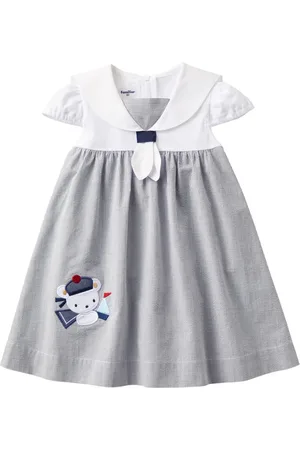 Familiar Besticktes Kleid mit Nadelstreifen