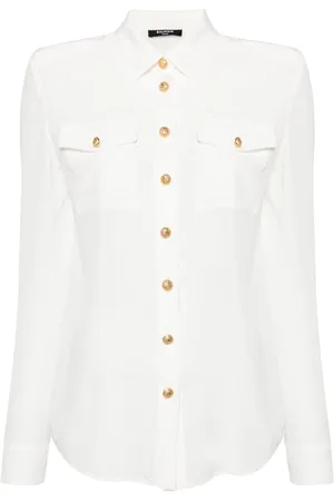 Balmain Seidenhemd mit geprägten Knöpfen