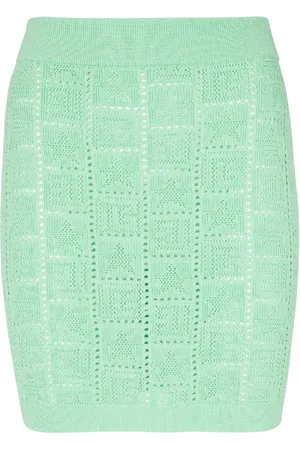 Balmain Monogramm-Minirock in Pointelle-Strick