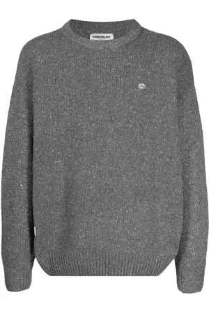 Chocoolate Melierter Pullover mit Logo-Applikation