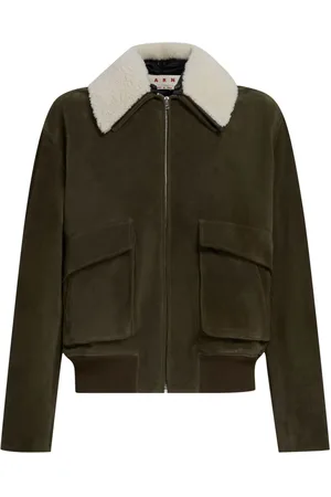 Marni Lederjacke mit Shearling-Kragen