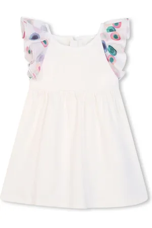 Chloé Gerüschtes Kleid mit Logo-Stickerei