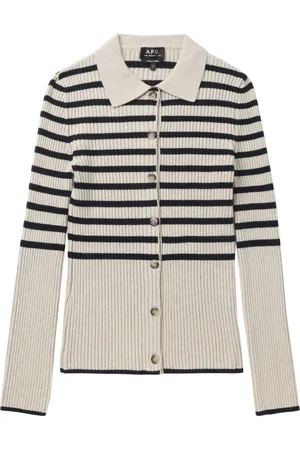 A.P.C. Gestreifter Cardigan aus Rippstrick