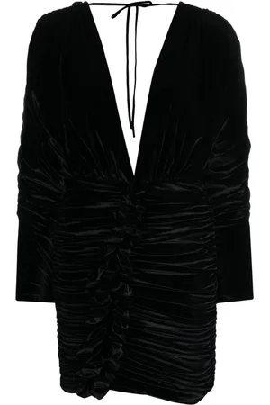 AMEN Gerafftes Minikleid mit Blumenapplikation