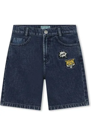Kenzo Halbhohe Jeans-Shorts mit Tigerstickerei