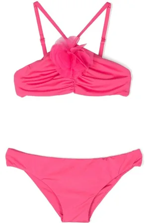 MONNALISA Geraffter Bikini mit Blumenapplikation