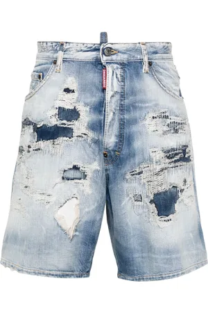 Dsquared2 Ausgeblichene Shark Bite Jeans-Shorts