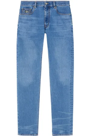 VERSACE Halbhohe Slim-Fit-Jeans mit Medusa Head-Verzierung