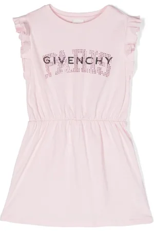 Givenchy Strassverziertes Rüschenkleid mit Logo-Print