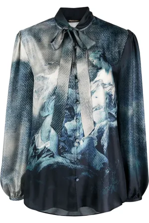 Roberto Cavalli Seidenbluse mit grafischem Print
