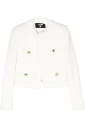 Balmain Tweed-Jacke mit Fransensaum