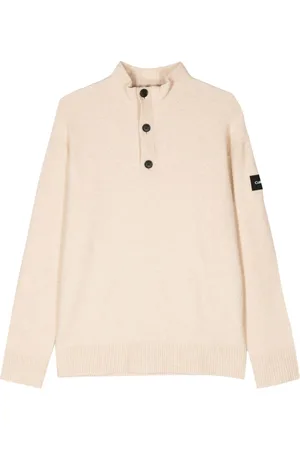 Calvin Klein Gebürsteter Pullover mit Logo-Applikation
