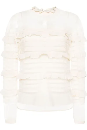 Twin-Set Rüschenbluse aus floraler Spitze