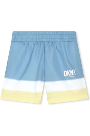 DKNY Gestreifte Badeshorts mit Logo-Print