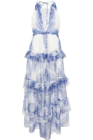 Serafini Gestuftes Maxikleid mit Blumen-Print