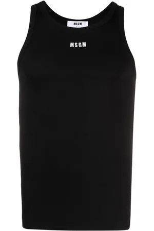 Msgm Geripptes Trägershirt mit Logo-Stickerei