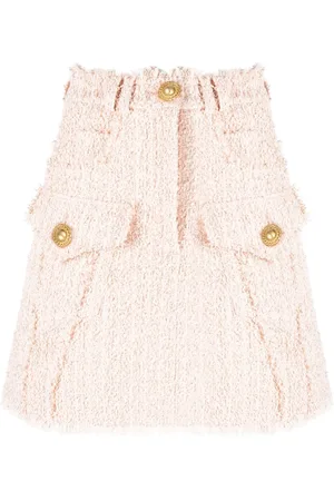 Balmain Ausgefranster Tweed-Minirock
