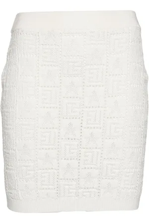 Balmain Monogramm-Minirock in Pointelle-Strick