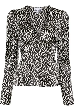 Ganni Bluse aus Seide mit grafischem Print