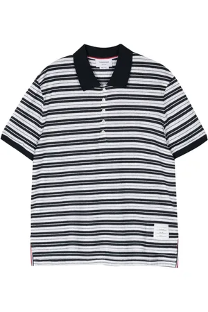 Thom Browne Gestreiftes Poloshirt mit Logo-Patch