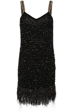 Balmain Lurex Minikleid mit Fransen