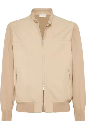Brunello Cucinelli Lederjacke mit Kontrasteinsätzen