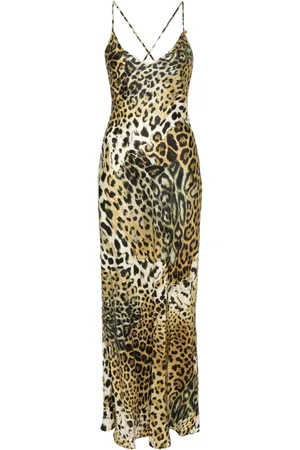 Roberto Cavalli Seidenkleid mit Leoparden-Print