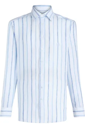 Etro Gestreiftes Hemd mit Pegaso-Stickerei