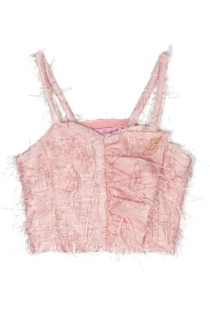 MISS BLUMARINE Cropped-Fransentop mit Logo-Schild