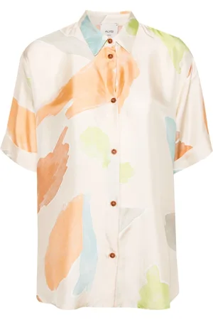 ALYSI Seidenhemd mit abstraktem Print