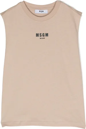 Msgm Ungesäumtes Trägershirt mit beflocktem Logo