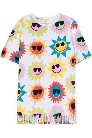 Stella McCartney Fransenkleid mit Sonnen-Print