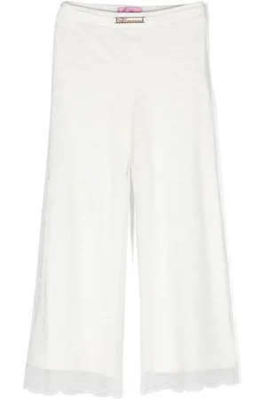 MISS BLUMARINE Gerade Hose aus Blumenspitze mit Logo-Schild