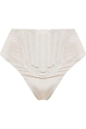 MUGLER Lamé-Bikinihöschen mit hohem Bund