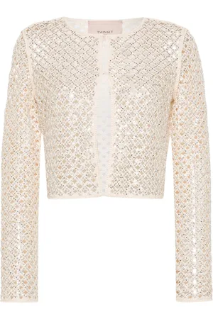 Twin-Set Mesh-Cardigan mit Perlen