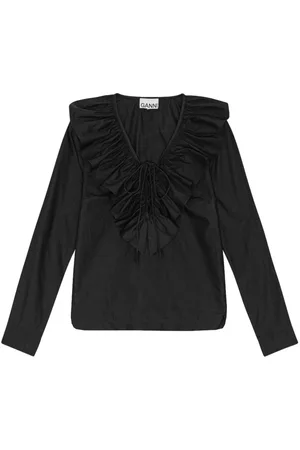 Ganni Rüschenbluse aus Bio-Baumwolle