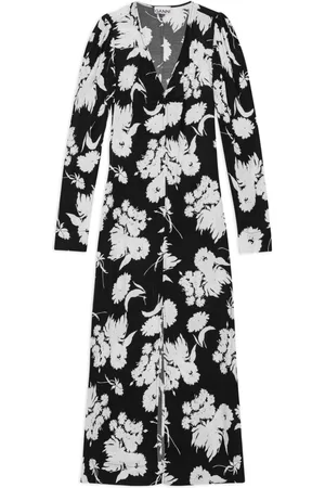 Ganni Midikleid mit Blumen-Print