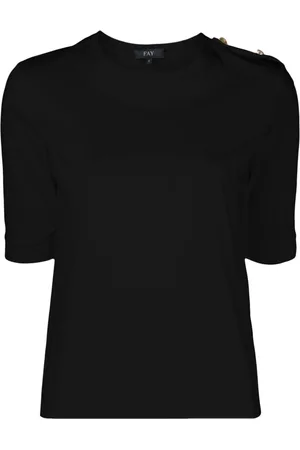 FAY T-Shirt mit Schulterklappen