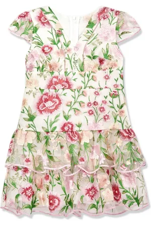Marlo Gestuftes Kleid mit Blumenstickerei