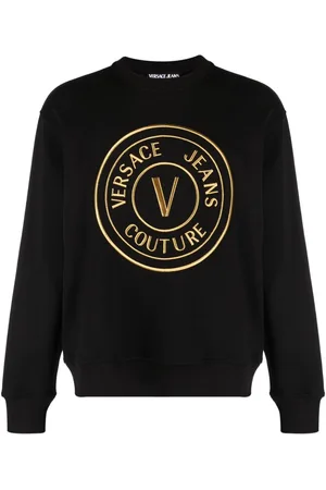 VERSACE Sweatshirt mit aufgesticktem V-Emblem