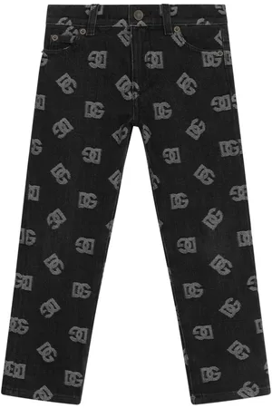Dolce & Gabbana Halbhohe Skinny-Jeans aus Monogramm-Jacquard