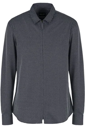 Giorgio Armani Geometrisch gemustertes Hemd mit Reißverschluss
