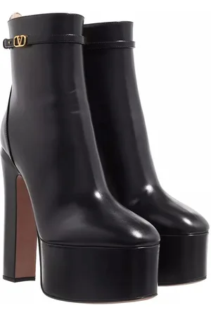 Valentino Garavani Women's Tan-Go Platform Ankle Boot in Calfskin 155mm - Black - Ankle Boots - 37.5