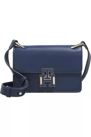 Tommy Hilfiger Damen Umhängetaschen - Crossbody Bags Pushlock Leather Mini Crossover - in blau - Umhängetasche für Damen