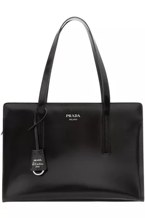 Prada Damen Umhängetaschen - Crossbody Bags Re-Edition 1995 Tote Bag Medium Brushed Leather - in schwarz - Umhängetasche für Damen