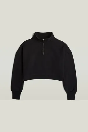 G-Star Cropped Half Zip Loose Sweatshirt
