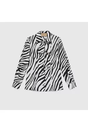 Gucci Damen Blusen - Bluse Aus Seide Mit Zebra-Print, Grösse 44 IT