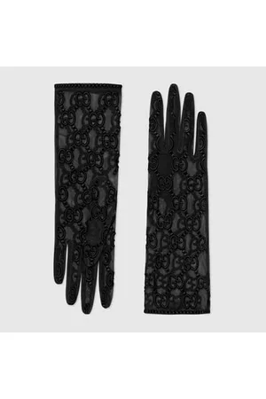 Gucci Damen Handschuhe - Handschuhe Aus Tüll Mit GG Motiv, Grösse 7