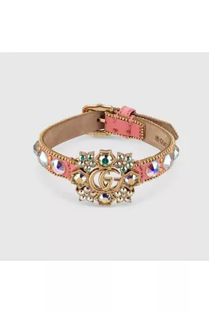 Gucci Armbänder - Armband Mit Doppel G Und Blumen Mit Kristallen, Grösse M